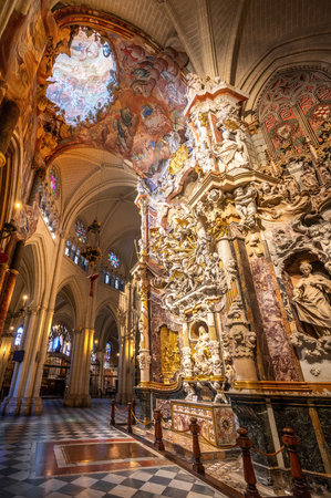 Toledo, Spain - Mar 26, 2019: El Transparente altarpiece at Toledo Cathedral Interior - Toledo, Spainのeditorial素材