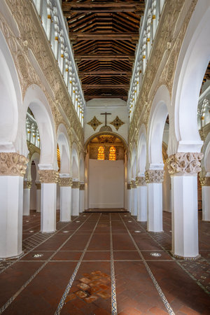 Toledo, Spain - Mar 27, 2019: Synagogue of Santa Maria la Blanca Interior - Toledo, Spainのeditorial素材