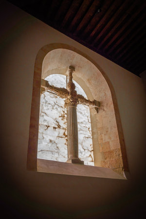 Salamanca, Spain - Mar 16, 2019: Cross of the Profundis Hall at San Esteban Convent Interior - Salamanca, Spainのeditorial素材