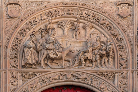 Palms Door (Portada de Ramos) at Salamanca Cathedral - Salamanca, Spainの写真素材