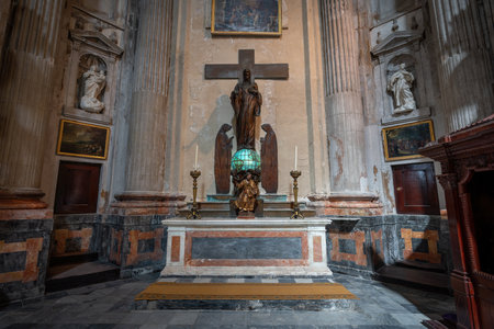 Cadiz, Spain - Apr 9, 2019: Chapel of the Most Sacred Heart of Jesus (Sagrado Corazon de Jesus) at...