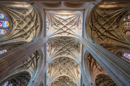 Segovia, Spain - Mar 14, 2019: Ceiling of Segovia Cathedral - Segovia, Spainのeditorial素材