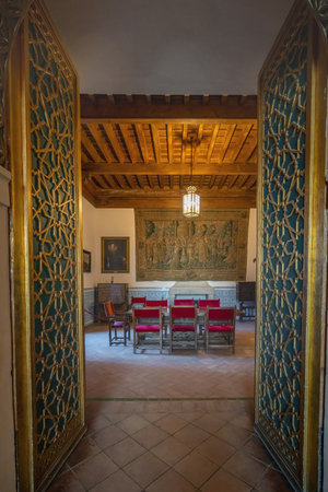 Segovia, Spain - Mar 14, 2019: Fireplace Hall at Alcazar of Segovia Interior - Segovia, Spainのeditorial素材