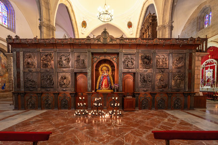 Ronda, Spain - Apr 28, 2019: Altar of the Marian Way of Light (Via Lucis Mariano) at Church of Santa Maria la Mayor - Ronda, Andalusia, Spainのeditorial素材
