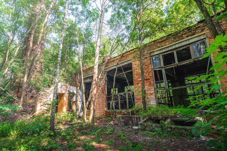 Boiling System Building at Duga Radar Village - Chernobyl Exclusion Zone, Ukraineの写真素材