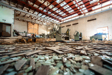 Chernobyl, Ukraine - Aug 06, 2019: Interior of abandoned Duga Radar Control Center - Chernobyl Exclusion Zone, Ukraineのeditorial素材