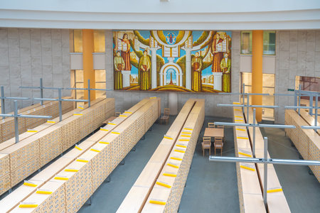 Minsk, Belarus - Jul 31, 2019: Interior of National Library of Belarus - Minsk, Belarusのeditorial素材