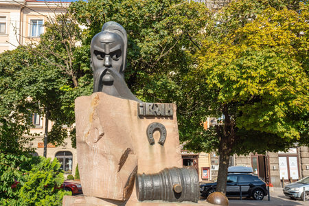 Lviv, Ukraine - Aug 17, 2019: Ivan Pidkova Monument - Lviv, Ukraineのeditorial素材