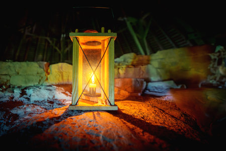 Cesis, Latvia - Jul 21, 2019: Candle Lantern visit of Cesis Castle - Cesis, Latviaのeditorial素材
