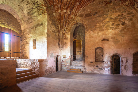 Cesis, Latvia - Jul 21, 2019: Living room of the Master of the Order at Cesis Castle Western Tower Interior - Cesis, Latviaのeditorial素材