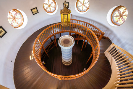 Cesis, Latvia - Jul 21, 2019: Castle Upper Library at Lademaher Tower of Cesis New Castle - Cesis, Latviaのeditorial素材