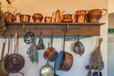 Cesis, Latvia - Jul 21, 2019: Kitchen at Cesis New Castle Interior - Cesis, Latviaのeditorial素材