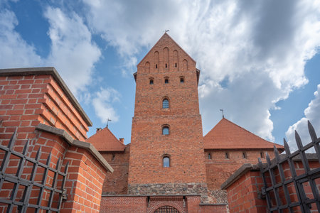 Trakai, Lithuania - Jul 24, 2019: Ducal Palace Tower at Trakai Island Castle - Trakai, Lithuaniaのeditorial素材