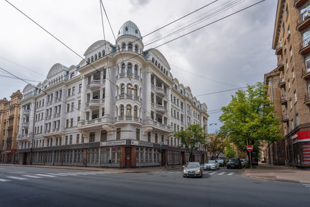 Riga, Latvia - Jul 17, 2019: Corner House - Occupation Museum - former KGB headquarters - Riga, Latviaのeditorial素材