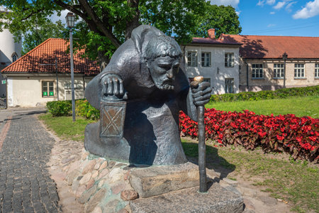 Cesis, Latvia - Jul 21, 2019: Old Time man Sculpture named Through the Centuries created by Matthias Janson, 2005 - Cesis, Latviaのeditorial素材