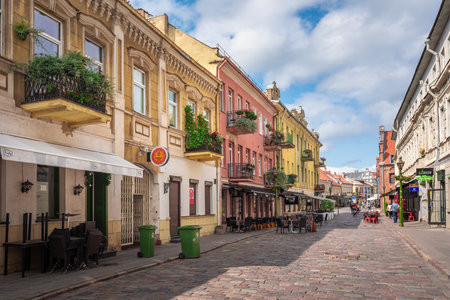 Kaunas, Lithuania - Jul 26, 2019: Vilniaus Street - Kaunas, Lithuaniaのeditorial素材