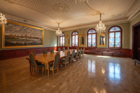 Riga, Latvia - Jul 13, 2019: Lubeck Hall at House of the Black Heads Interior - Riga, Latviaのeditorial素材