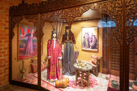 Trakai, Lithuania - Jul 24, 2019: Karaim culture and people exhibition at Trakai Island Castle Interior - Trakai, Lithuaniaのeditorial素材