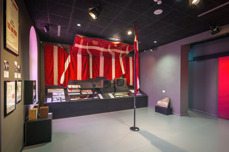 Riga, Latvia - Jul 17, 2019: Restoration of Latvian Independence Room at National History Museum of Latvia - Riga, Latviaのeditorial素材