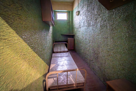 Riga, Latvia - Jul 17, 2019: Prison Cell at Corner House - Occupation Museum - former KGB headquarters - Riga, Latviaのeditorial素材