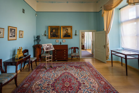 Cesis, Latvia - Jul 21, 2019: Study of Count Sievers at Cesis New Castle Interior - Cesis, Latviaのeditorial素材