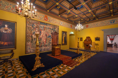 Vilnius, Lithuania - Jul 25, 2019: Renaissance Audience Hall at Palace of the Grand Dukes of Lithuania Interior - Vilnius, Lithuaniaのeditorial素材