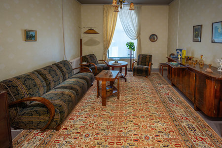 Riga, Latvia - Jul 17, 2019: 1930 living room from Republic of Latvia Era (1918-1940) - Riga, Latviaのeditorial素材