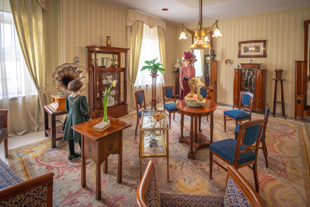 Riga, Latvia - Jul 17, 2019: 19th and 20th Century Furniture Room at National History Museum of Latvia - Riga, Latviaのeditorial素材