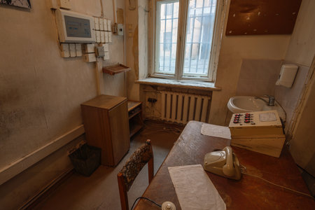 Riga, Latvia - Jul 17, 2019: Administrative Office at Corner House - Occupation Museum - former KGB headquarters - Riga, Latviaのeditorial素材