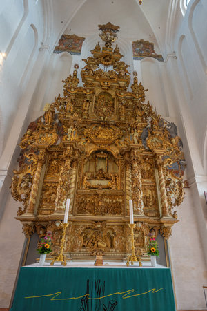 Elsinore, Denmark - Jun 27, 2019: Altar of St. Olafs Church - Helsingor, Denmarkのeditorial素材