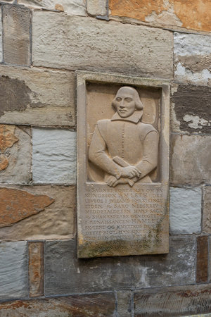 Elsinore, Denmark - Jun 27, 2019: Shakespeare plaque at Kronborg Castle - Hamlet Castle - Helsingor, Denmarkのeditorial素材