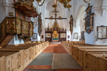 Elsinore, Denmark - Jun 27, 2019: Interior of St. Olafs Church - Helsingor, Denmarkのeditorial素材