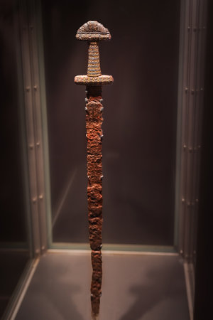 Copenhagen, Denmark - Jun 26, 2019: Sonderso Sword at National Museum of Denmark - Copenhagen, Denmarkのeditorial素材