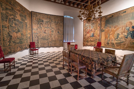 Elsinore, Denmark - Jun 27, 2019: Room with Tapestries at Kronborg Castle - Helsingor, Denmarkのeditorial素材