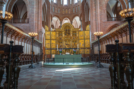 Roskilde, Denmark - Jun 25, 2019: Altarpiece at Roskilde Cathedral Interior - Roskilde, Denmarkのeditorial素材