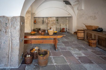 Elsinore, Denmark - Jun 27, 2019: Royal Kitchens at Kronborg Castle Interior - Helsingor, Denmarkのeditorial素材