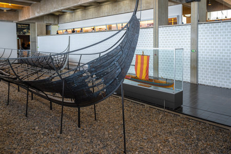 Roskilde, Denmark - Jun 25, 2019: Skuldelev 2 Ship at Viking Ship Museum Interior - Roskilde, Denmarkのeditorial素材