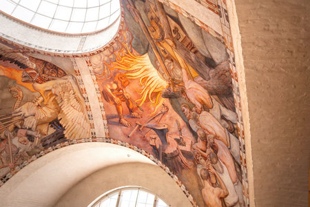 Helsinki, Finland - Jul 02, 2019: Forging the Sampo Fresco from Kalevala Epic Poem at National Museum of Finland - Helsinki, Finlandのeditorial素材