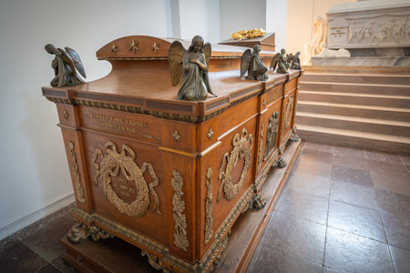 Roskilde, Denmark - Jun 25, 2019: Frederik VII Sarcophagus - Frederik V Chapel at Roskilde Cathedral...