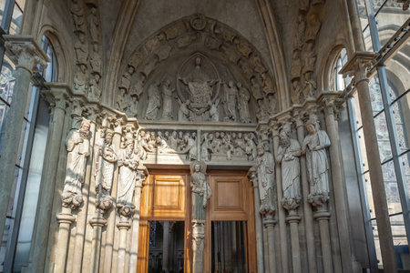 Lausanne, Switzerland - Dec 04, 2019: Door at Lausanne Cathedral Interior - Lausanne, Switzerlandのeditorial素材
