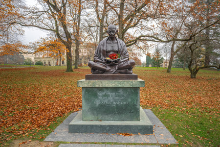 Geneva, Switzerland - Dec 05, 2019: Mahatma Gandhi Statue - Geneva, Switzerlandのeditorial素材