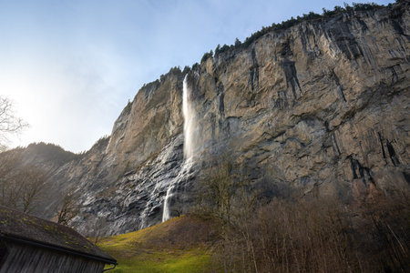 Staubbach Falls - Lauterbrunnen, Switzerlandのeditorial素材