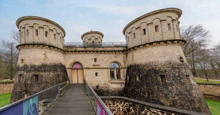 Luxembourg City, Luxembourg - Feb 3, 2020: Fort Thungen - Musee Drai Eechelen (Three Acorns Museum) - Luxembourg City, Luxembourgのeditorial素材
