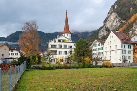 Unterseen, Switzerland - Nov 28, 2019: Unterseen Castle - Interlaken, Switzerlandのeditorial素材