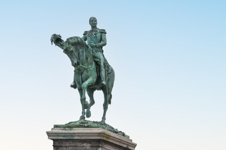 Luxembourg City, Luxembourg - Feb 3, 2020: Grand Duke William II Monument at Place Guillaume II Square - Luxembourg City, Luxembourgのeditorial素材