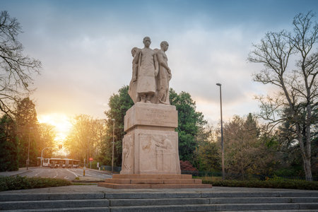 Geneva, Switzerland - Dec 06, 2019: Albert Thomas Monument - Geneva, Switzerlandのeditorial素材
