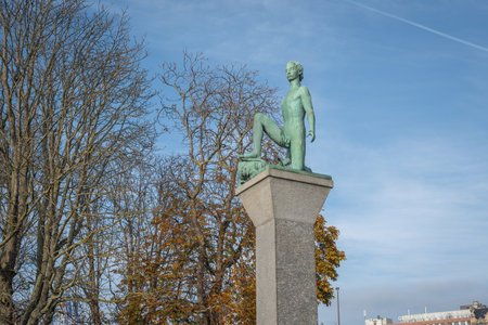 Zurich, Switzerland - Nov 22, 2019: David Statue by Ivar Johnsson - Zurich, Switzerlandのeditorial素材