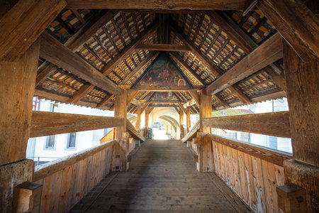 Lucerne, Switzerland - Nov 27, 2019: Interior of Spreuer Bridge - Lucerne, Switzerlandのeditorial素材