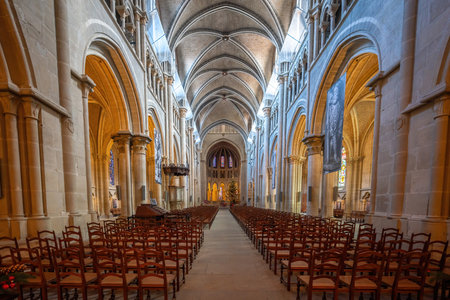Lausanne, Switzerland - Dec 04, 2019: Interior of Lausanne Cathedral - Lausanne, Switzerlandのeditorial素材