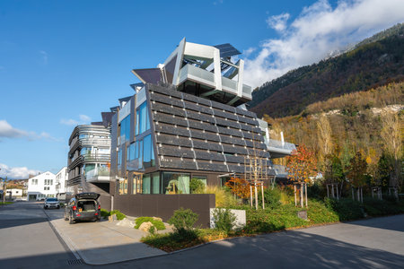 Vaduz, Liechtenstein - Nov 18, 2019: Active Energy Building - Sustainable Architecture - Vaduz, Liechtensteinのeditorial素材